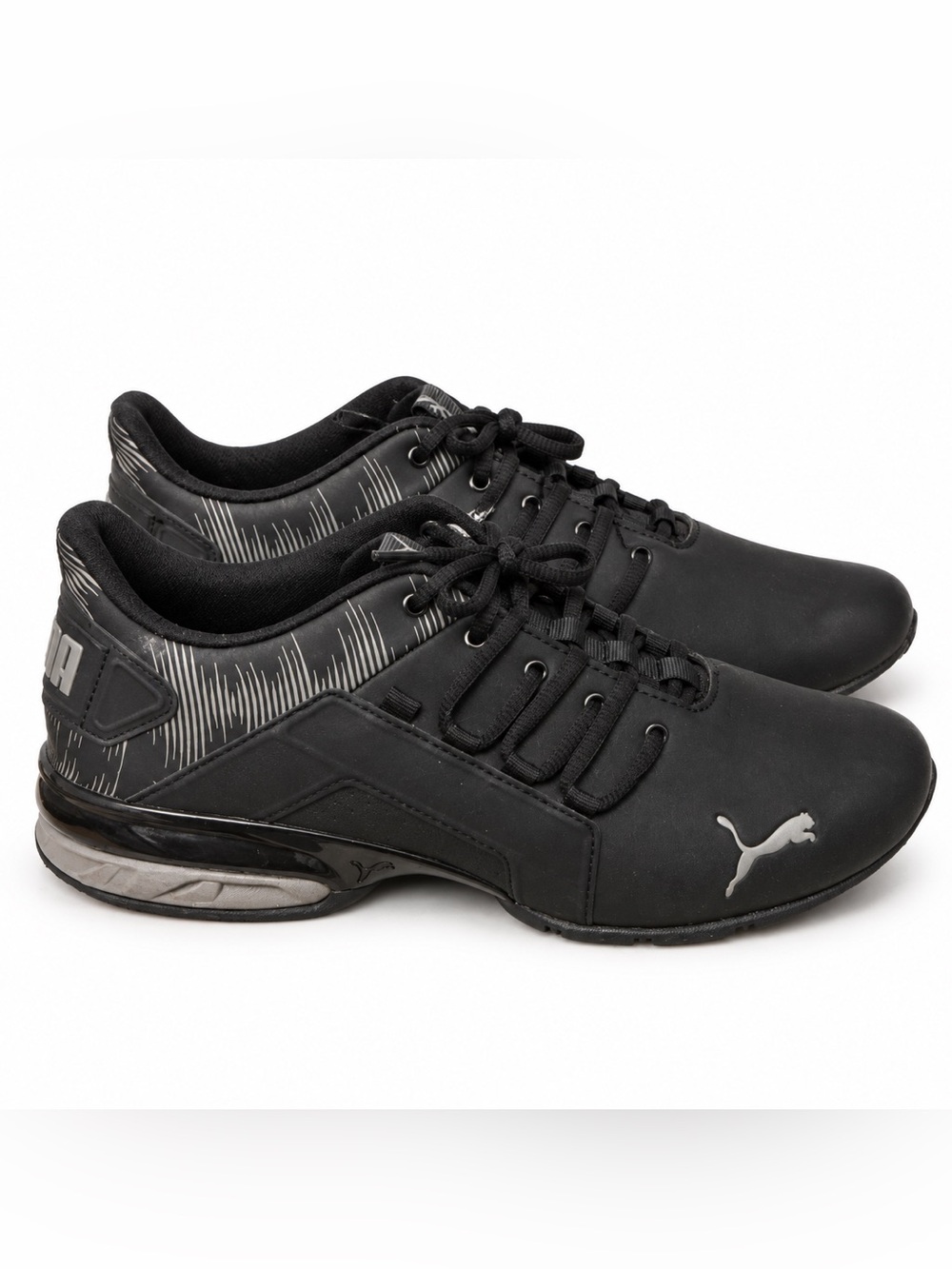 PUMA Men’s Black & Gray Lace-Up Sneakers Size 7.5